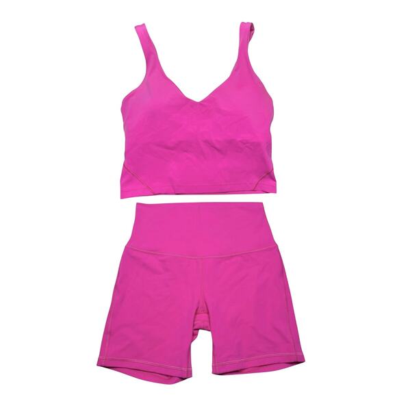 lululemon athletica Pants - Lululemon Align Tank and Short 6" Sonic Pink Set Size 6